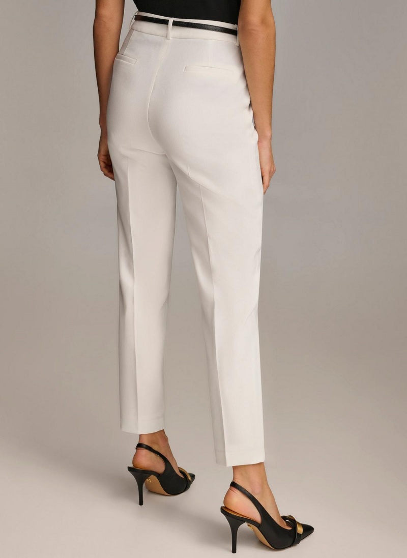 Donna Karan Straight With Belt Pants White | USA_DK84023