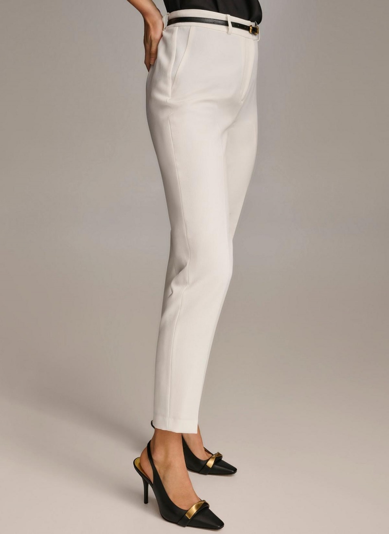 Donna Karan Straight With Belt Pants White | USA_DK84023