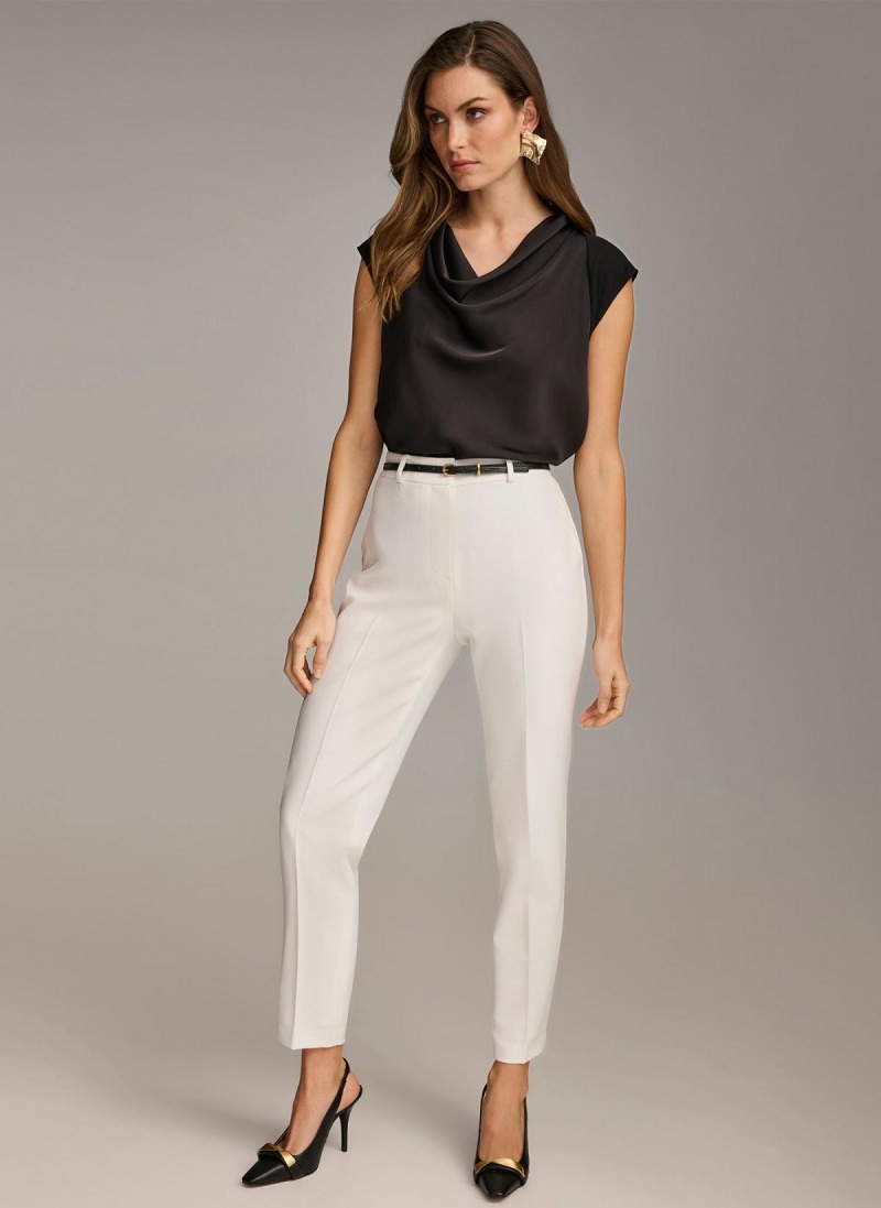 Donna Karan Straight With Belt Pants White | USA_DK84023