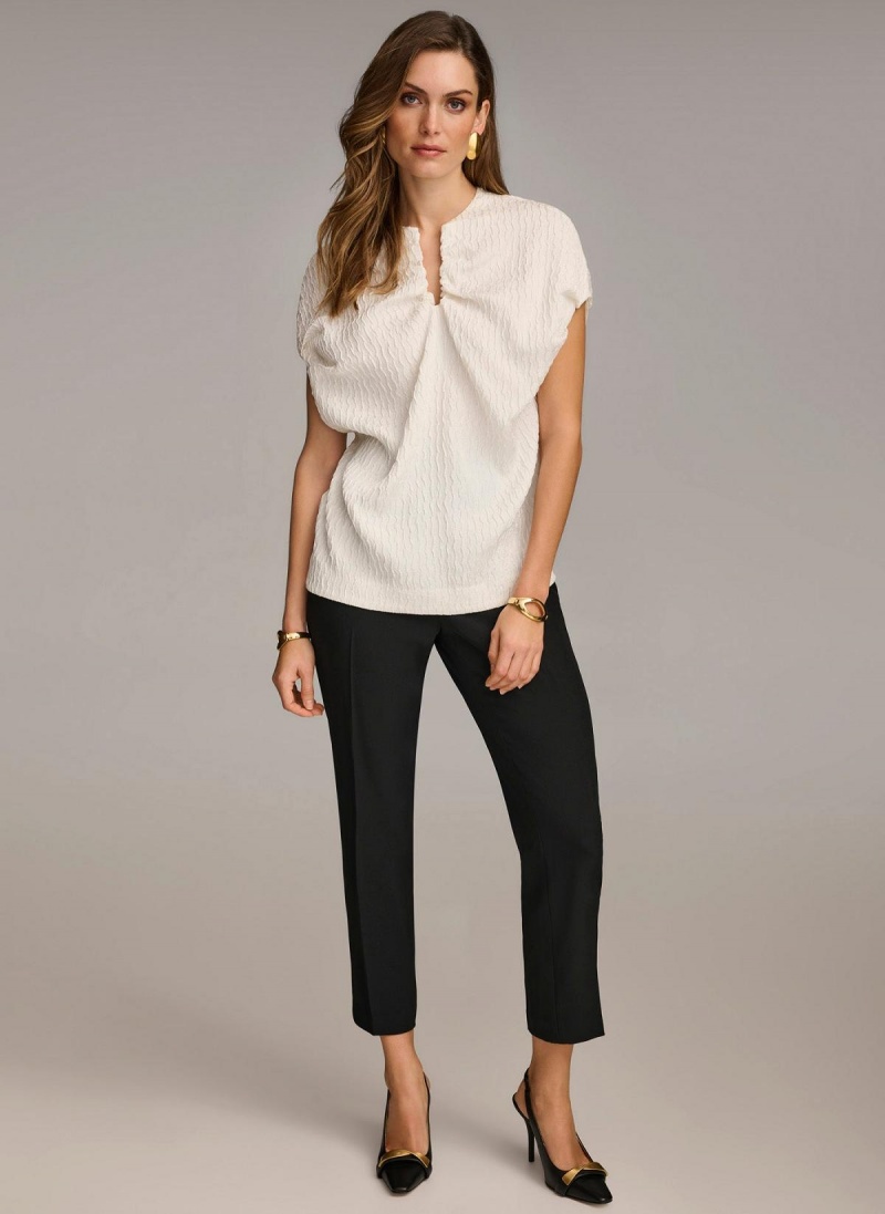 Donna Karan Textured Sweaters and Tops White | USA_DK31176