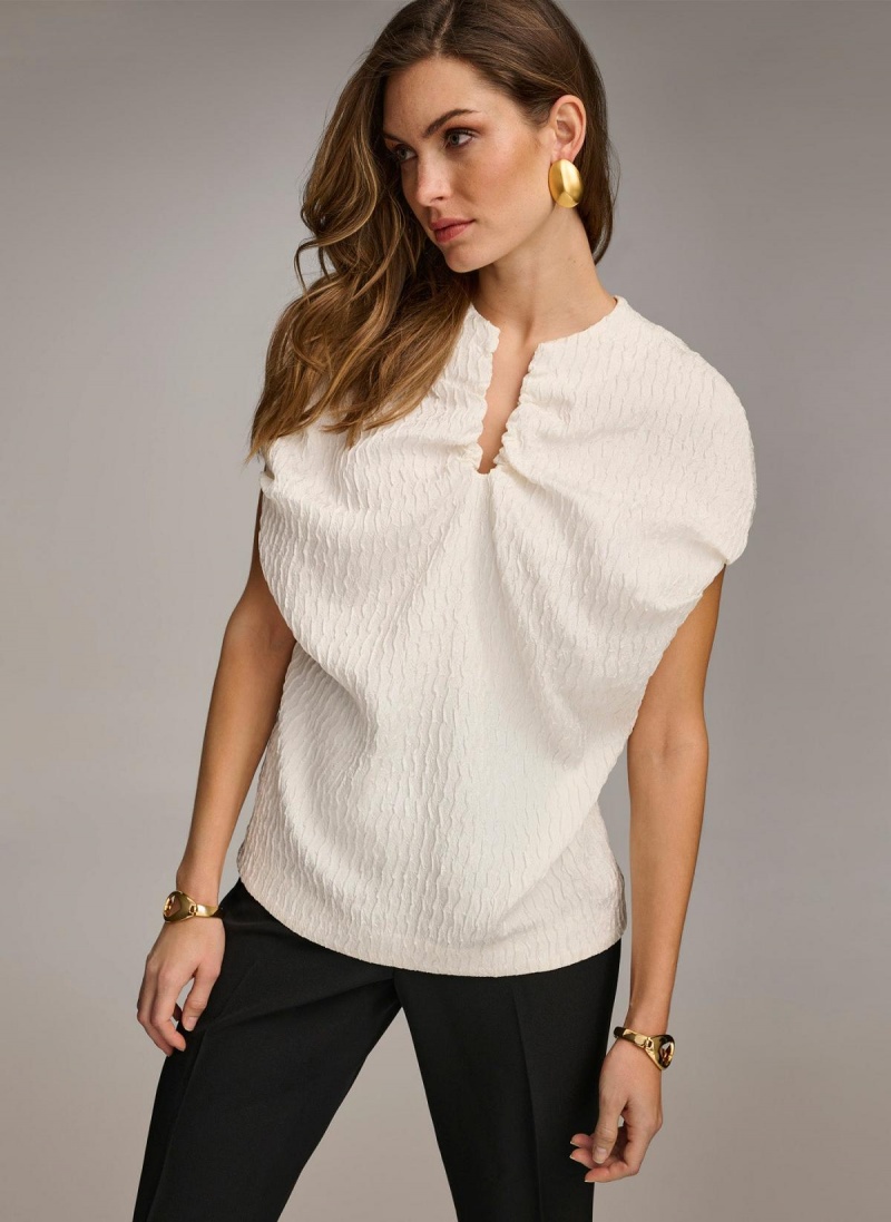 Donna Karan Textured Sweaters and Tops White | USA_DK31176