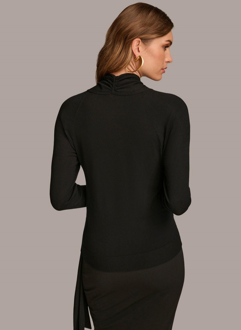 Donna Karan Twist Front Sweaters and Tops Black | USA_DK31544