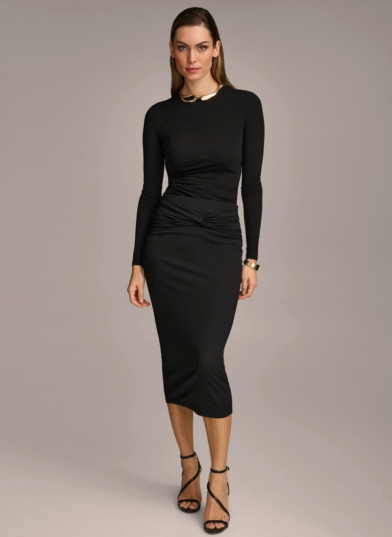 Donna Karan Twist Waist Skirt Black | USA_DK12032