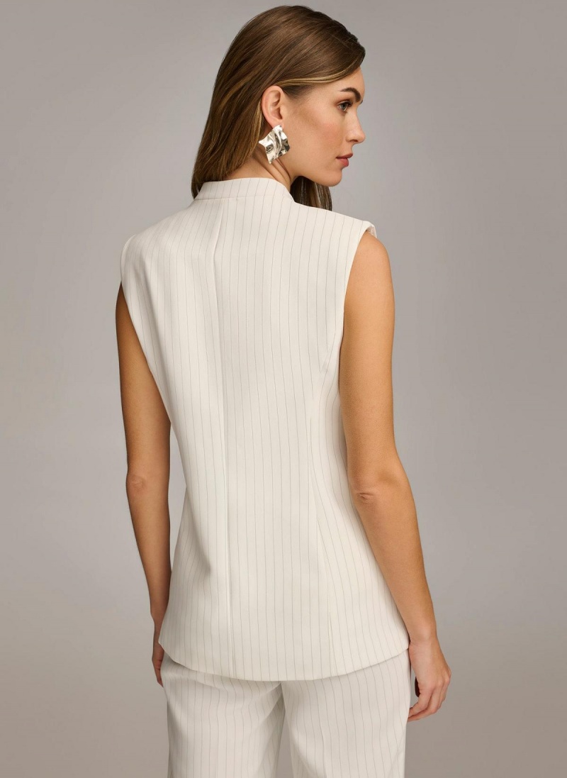 Donna Karan V-neck Vest Jacket White | USA_DK93480