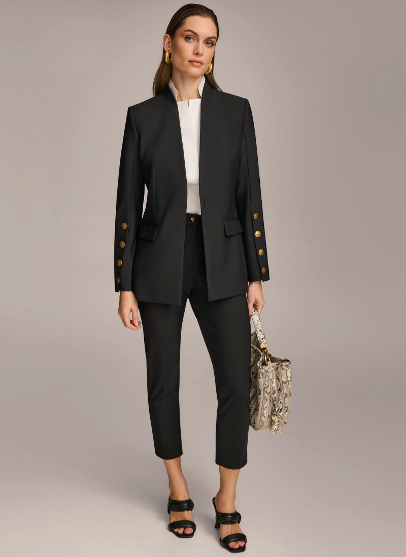 Donna Karan With Button Details On Sleeve Jacket Black | USA_DK41299