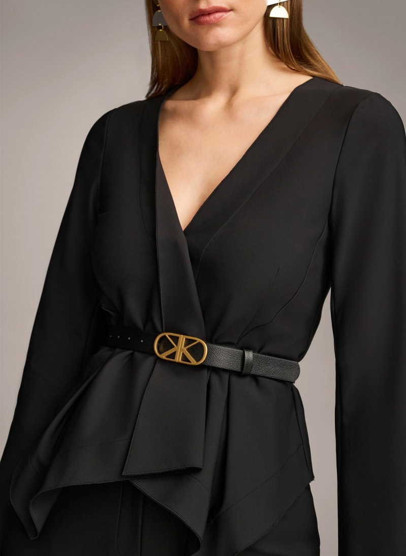 Donna Karan Wrap Jacket With Belt Sweaters and Tops Black | USA_DK69764